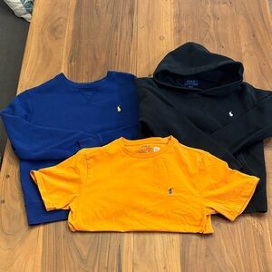 Polo by Ralph Lauren Kids' Orange Tee, Black Hoodie, and Blue Sweatshirt